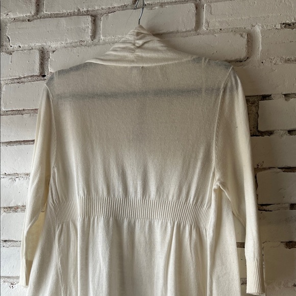 Lightweight Ivory Open-Front Cardigan 3/4 sleeve light knit - Picture 7 of 7